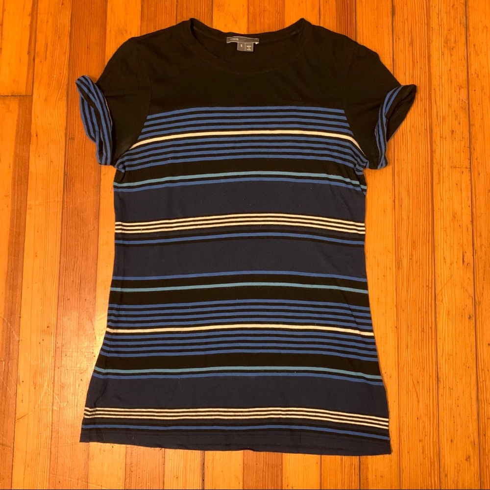 Vince Mixed Stripe Pima Cotton Blend Tee